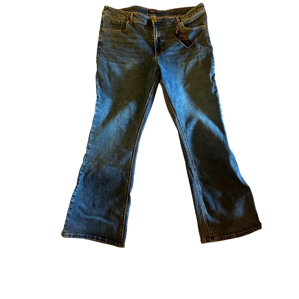 NWT Baby Phat Womens Wide Leg Flare Jeans Size 22 Medium Wash Gold Logo